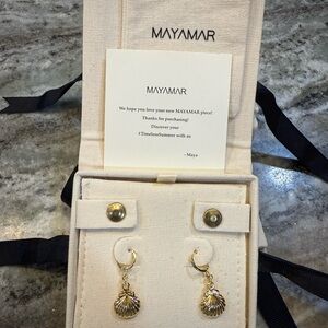 MAYAMAR Gold Shell Drop Earrings